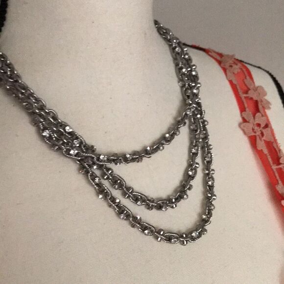 Chico’s Silvertone Chain-Detail Multi Strand Necklace - Picture 6 of 12